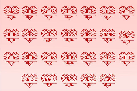 Heart Split Monogram Letters SVG, Valentine Split Font SVG, Valentines Day Love Alphabet Monogram Letter, Valentine's Day Sublimation SVG D2PUTRI Designs 