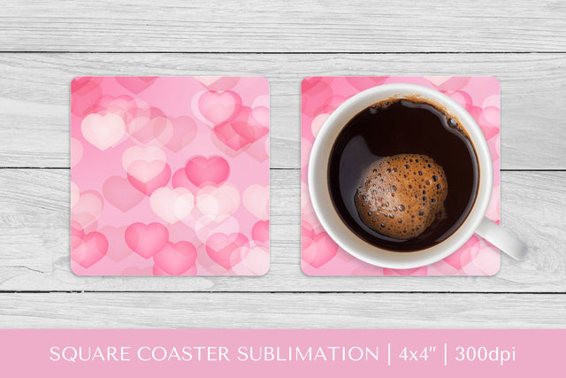 Heart square coaster sublimation design. Valentines PNG Sublimation LaBelezoka 