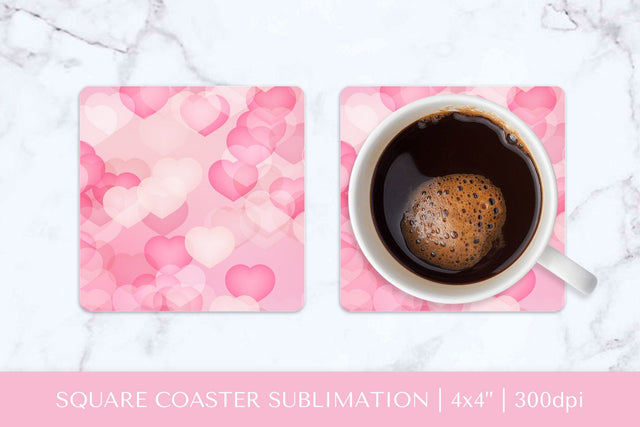 Heart square coaster sublimation. Pink Valentines coaster Sublimation LaBelezoka 