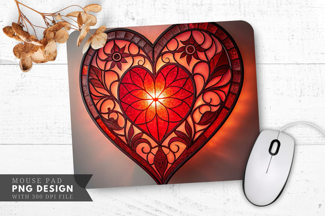 Heart Stained Glass Mouse Pad PNG Design Sublimation Regulrcrative 
