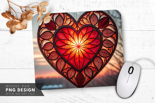 Heart Stained Glass Mouse Pad PNG Design Sublimation Regulrcrative 