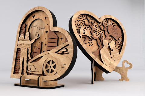 Heart Stands Valentine's Day Decoration, Laser Cut Files, Wood Cut Templates SVG LaserCutano 