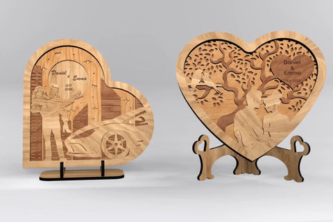Heart Stands Valentine's Day Decoration, Laser Cut Files, Wood Cut Templates SVG LaserCutano 