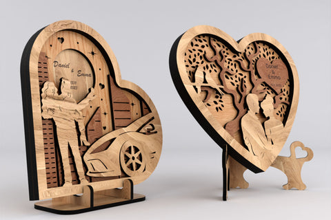 Heart Stands Valentine's Day Decoration, Laser Cut Files, Wood Cut Templates SVG LaserCutano 