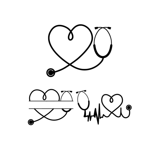Heart Stethoscope SVG download, Heart Stethoscope bundle Nursing, Nurse, Stethoscope - Instant Digital Download svg, png, SVG Whitetailcrafts 