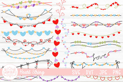 Heart String Bundle. Valentine Heart Flag garlands Clipart SVG dapiyupi store 