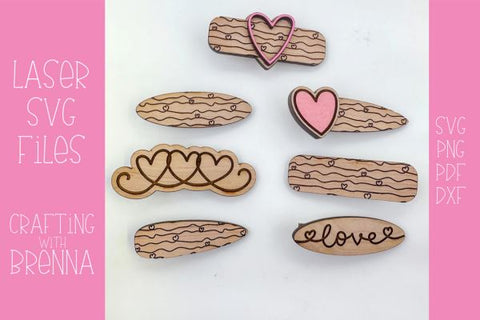 Heart Stripe Hair Clip Bundle Laser SVG File SVG Crafting With Brenna 