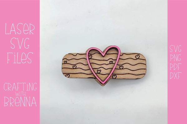 Heart Stripe Hair Clip Laser SVG File SVG Crafting With Brenna 