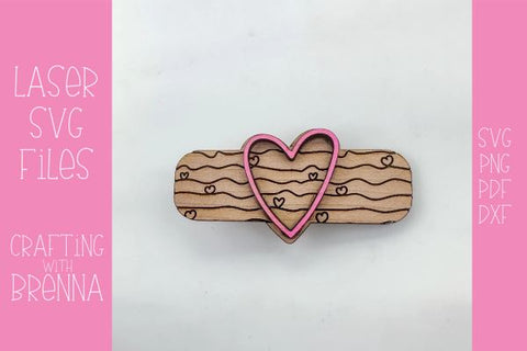 Heart Stripe Hair Clip Laser SVG File SVG Crafting With Brenna 
