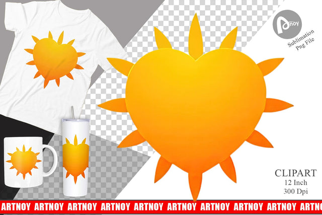 Heart Sun Clipart Sublimation artnoy 