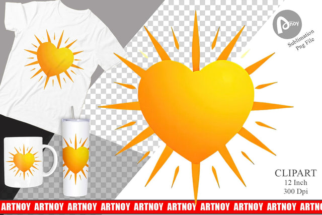 Heart Sun Clipart Sublimation artnoy 