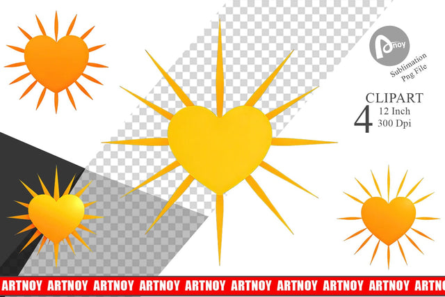 Heart Sun Clipart Sublimation artnoy 
