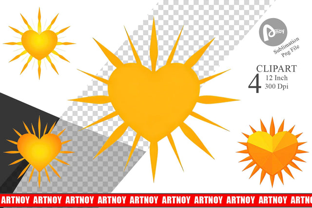 Heart Sun Clipart Sublimation artnoy 