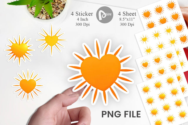 Heart Sun Sticker Sublimation artnoy 