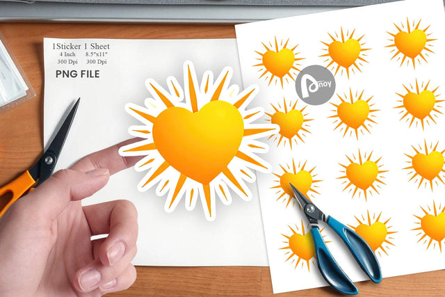 Heart Sun Sticker Sublimation artnoy 