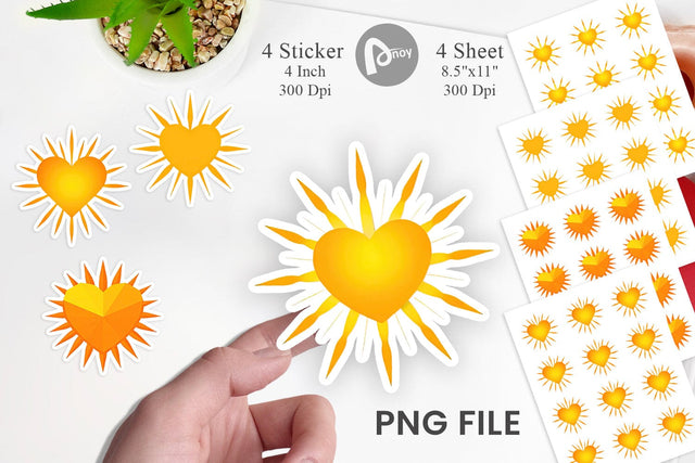 Heart Sun Sticker Sublimation artnoy 