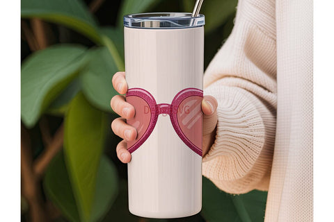 Heart Sunglasses 20oz Tumbler Wrap Sublimation DesignSVG 