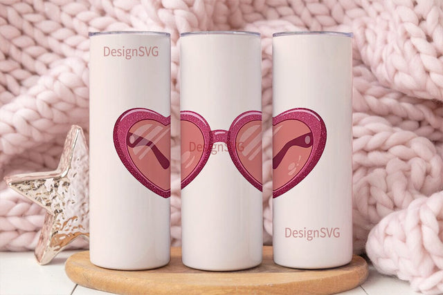 Heart Sunglasses 20oz Tumbler Wrap Sublimation DesignSVG 