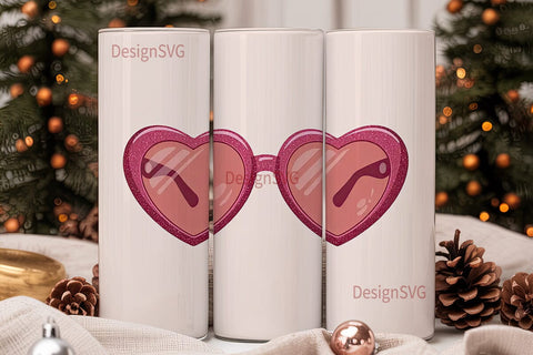 Heart Sunglasses 20oz Tumbler Wrap Sublimation DesignSVG 