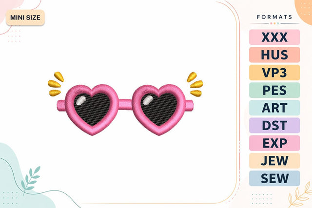 Heart Sunglasses Mini Embroidery Design | Cute Summer Glasses Embroidery/Applique DESIGNS sg embroidery 
