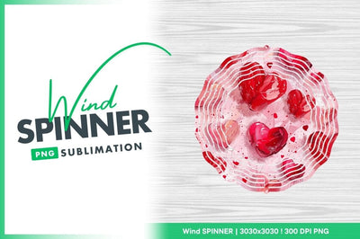 Heart themed wind spinner round design Sublimation Regulrcrative 