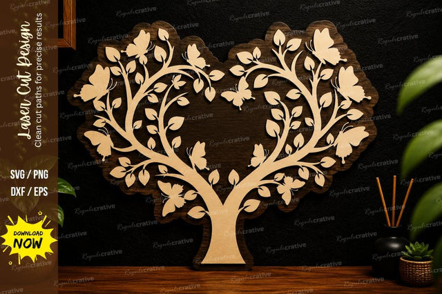 Heart Tree Floral Art laser cut svg File SVG Regulrcrative 