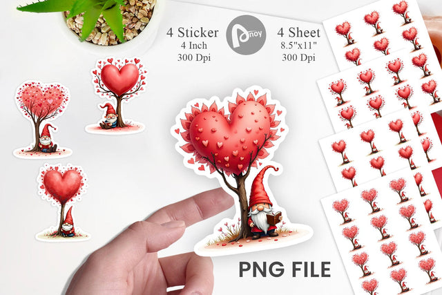 Heart Tree Gnome Sticker Sublimation artnoy 