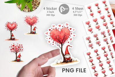 Heart Tree Gnome Sticker Sublimation artnoy 