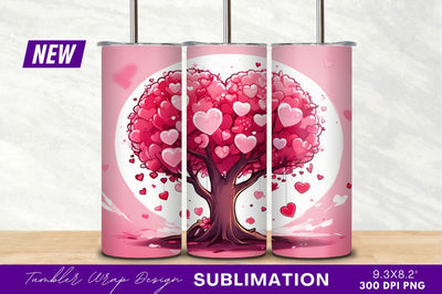 Heart Tree Illustration For Valentines Day Tumbler Sublimation Regulrcrative 