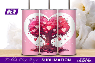 Heart tree illustration romantic love tumbler png Sublimation Regulrcrative 