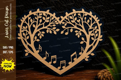 Heart Tree Music Frame Laser Cut Svg Design SVG Regulrcrative 