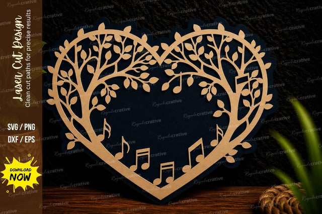 Heart Tree Music Frame Laser Cut Svg Design SVG Regulrcrative 