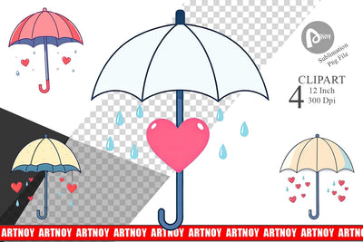 Heart Umbrella Clipart Sublimation artnoy 