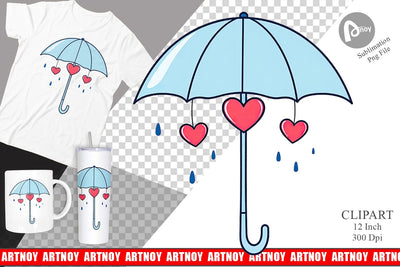 Heart Umbrella Clipart Sublimation artnoy 