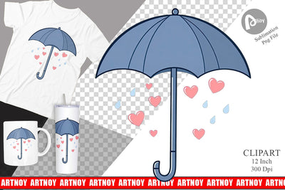 Heart Umbrella Clipart Sublimation artnoy 