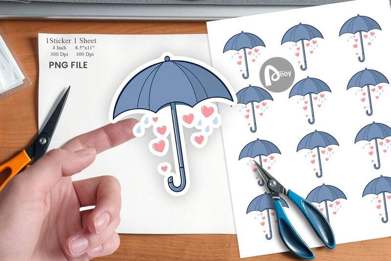Heart Umbrella Sticker Sublimation artnoy 
