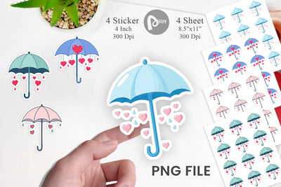 Heart Umbrella Sticker Sublimation artnoy 