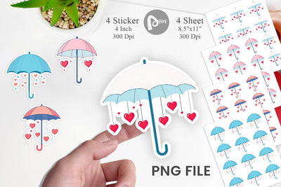 Heart Umbrella Sticker Sublimation artnoy 