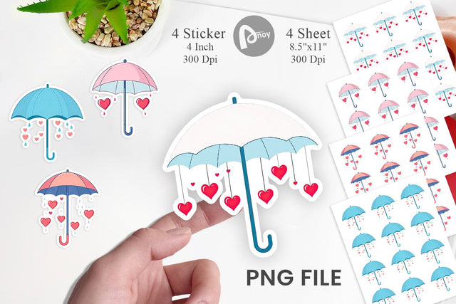 Heart Umbrella Sticker Sublimation artnoy 
