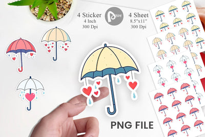 Heart Umbrella Sticker Sublimation artnoy 