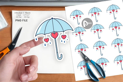 Heart Umbrella Sticker Sublimation artnoy 