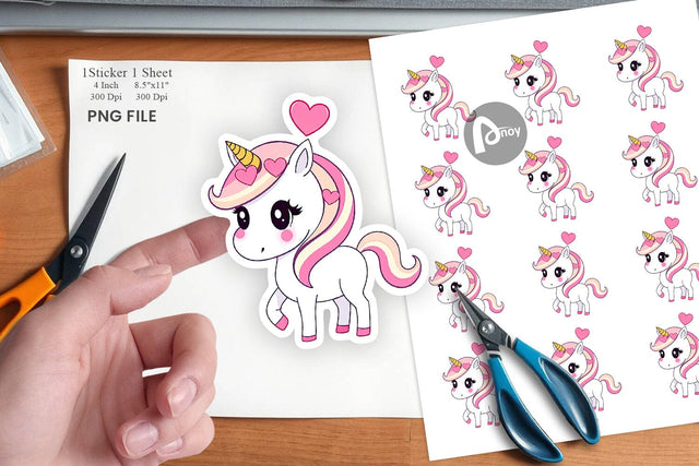 Heart Unicorn Sticker Sublimation artnoy 