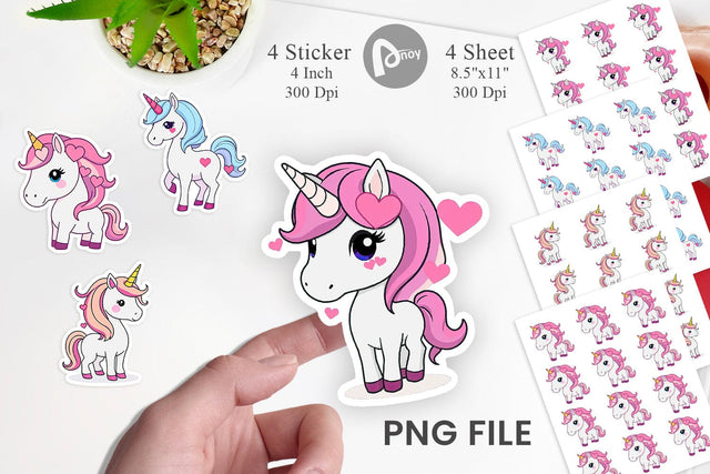 Heart Unicorn Sticker Sublimation artnoy 