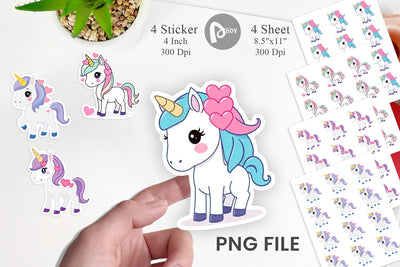 Heart Unicorn Sticker Sublimation artnoy 