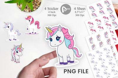 Heart Unicorn Sticker Sublimation artnoy 