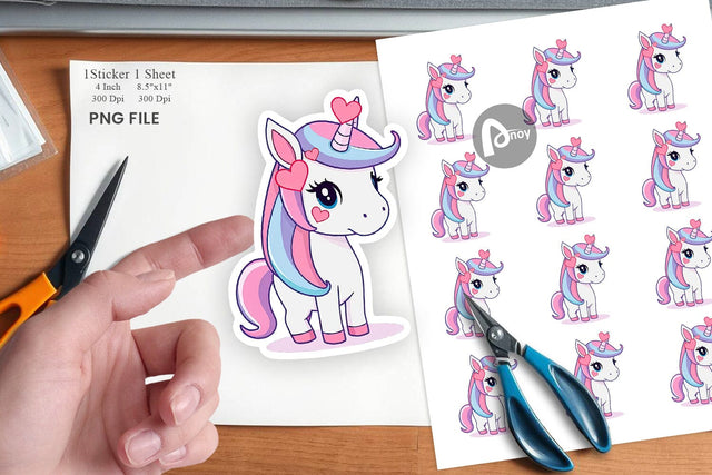 Heart Unicorn Sticker Sublimation artnoy 
