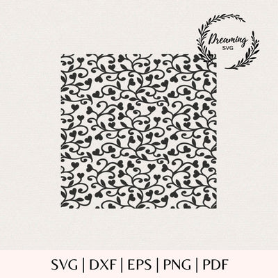 Heart Vine SVG - Valentine Digital Paper PNG DXF - Seamless Heart Pattern for Cricut - Romantic Love Background Cut File SVG DreamingSVG 