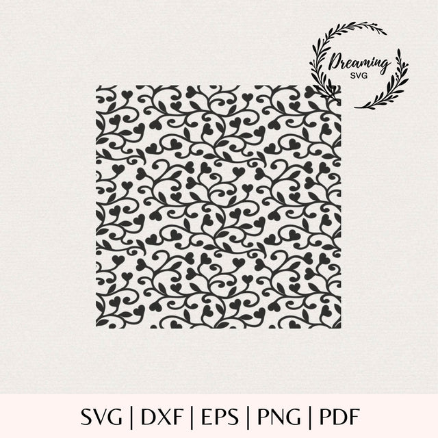 Heart Vine SVG - Valentine Digital Paper PNG DXF - Seamless Heart Pattern for Cricut - Romantic Love Background Cut File SVG DreamingSVG 