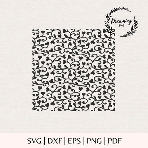 Heart Vine SVG - Valentine Digital Paper PNG DXF - Seamless Heart Pattern for Cricut - Romantic Love Background Cut File SVG DreamingSVG 
