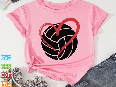 Heart Volleyball Outline Svg, Volleyball Heart Clipart SVG artprintfile 